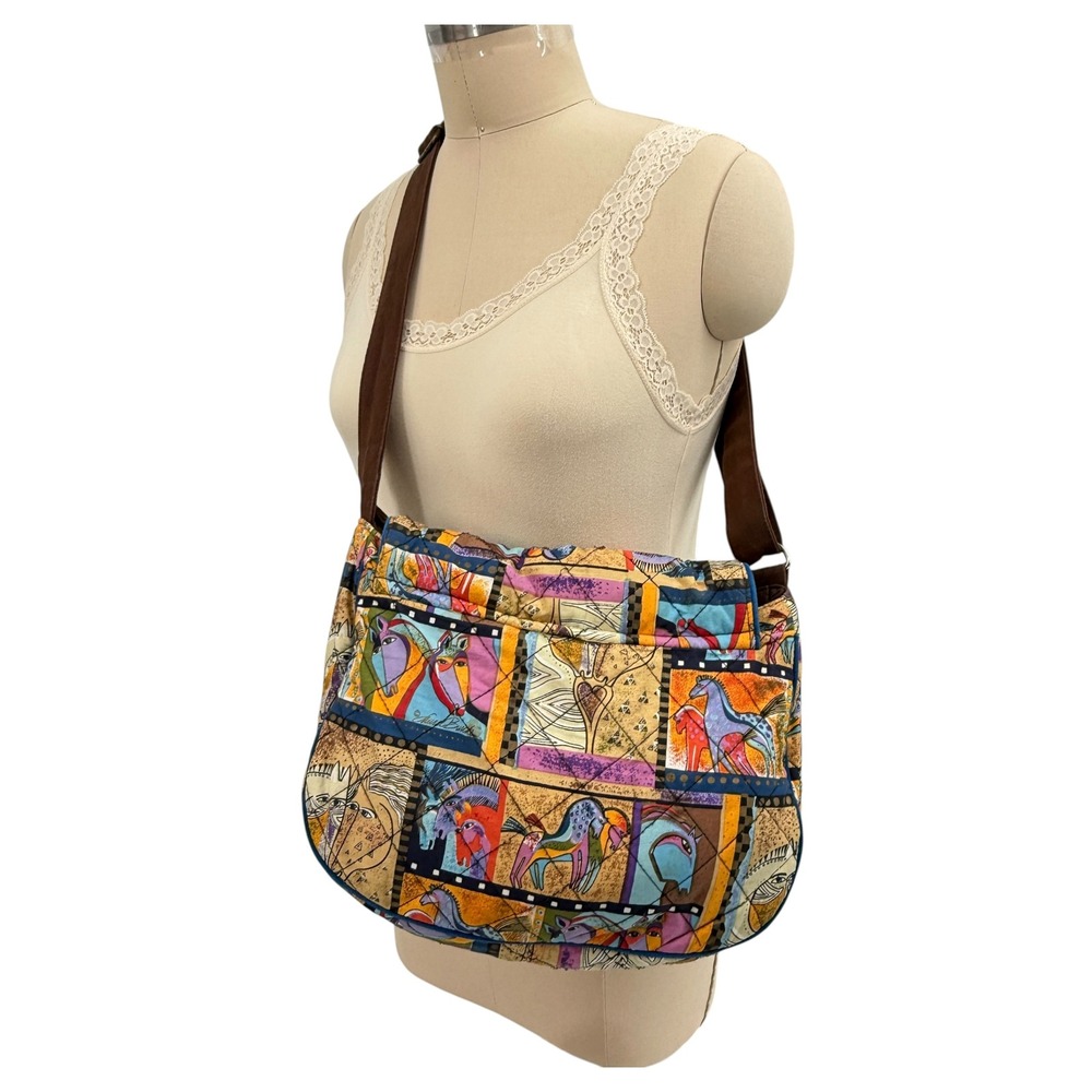 Laurel Burch Women's Bag Crossbody Medium Multicolor Excellent Quilted Horse Art